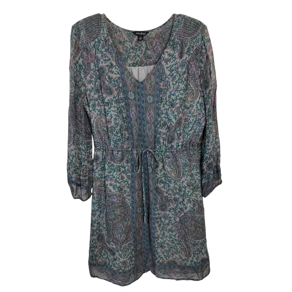 3695) Lucky Brand Printed Shine Chiffon Mini Dress Size Medium